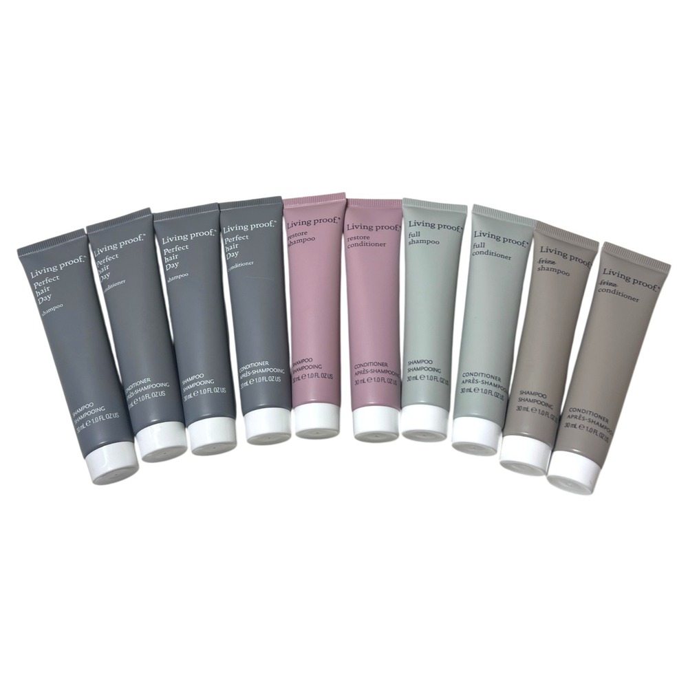 Living Proof Travel Size Hair Care Lot 10pc Shampoo Conditioner 1oz 30ml